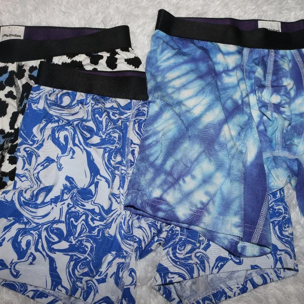 MeUndies boxer briefs size medium tye dye and swirls plus big cat! NWOT